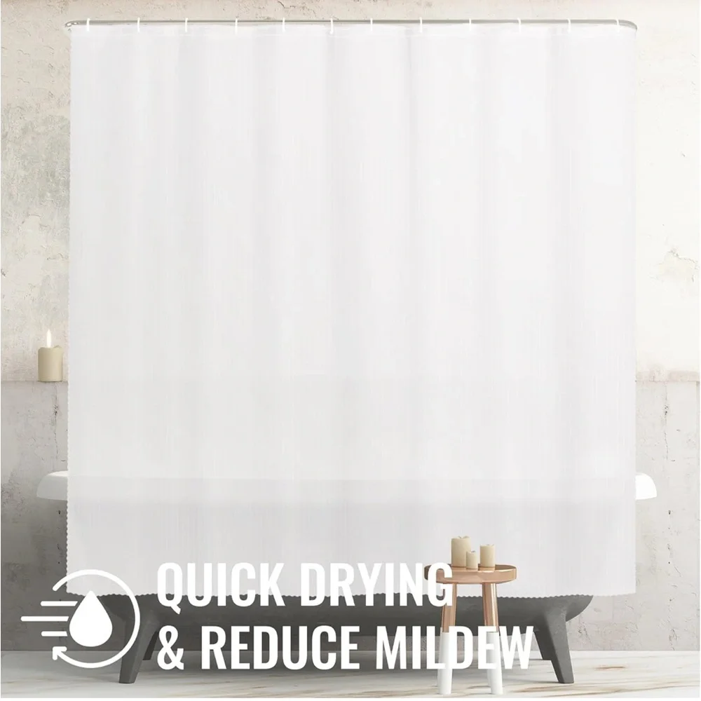 72 in x 72 in White Shower Curtain Textured Cloth Waterproof/Quick-Dry New!